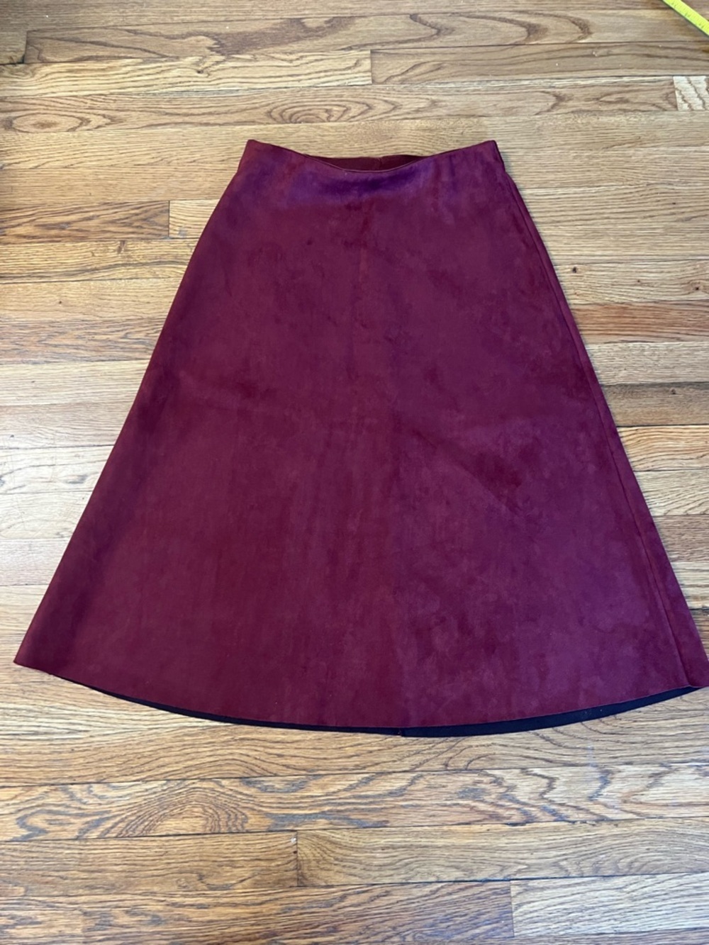 Sioni Burgundy A-Line Suede-Look Skirt